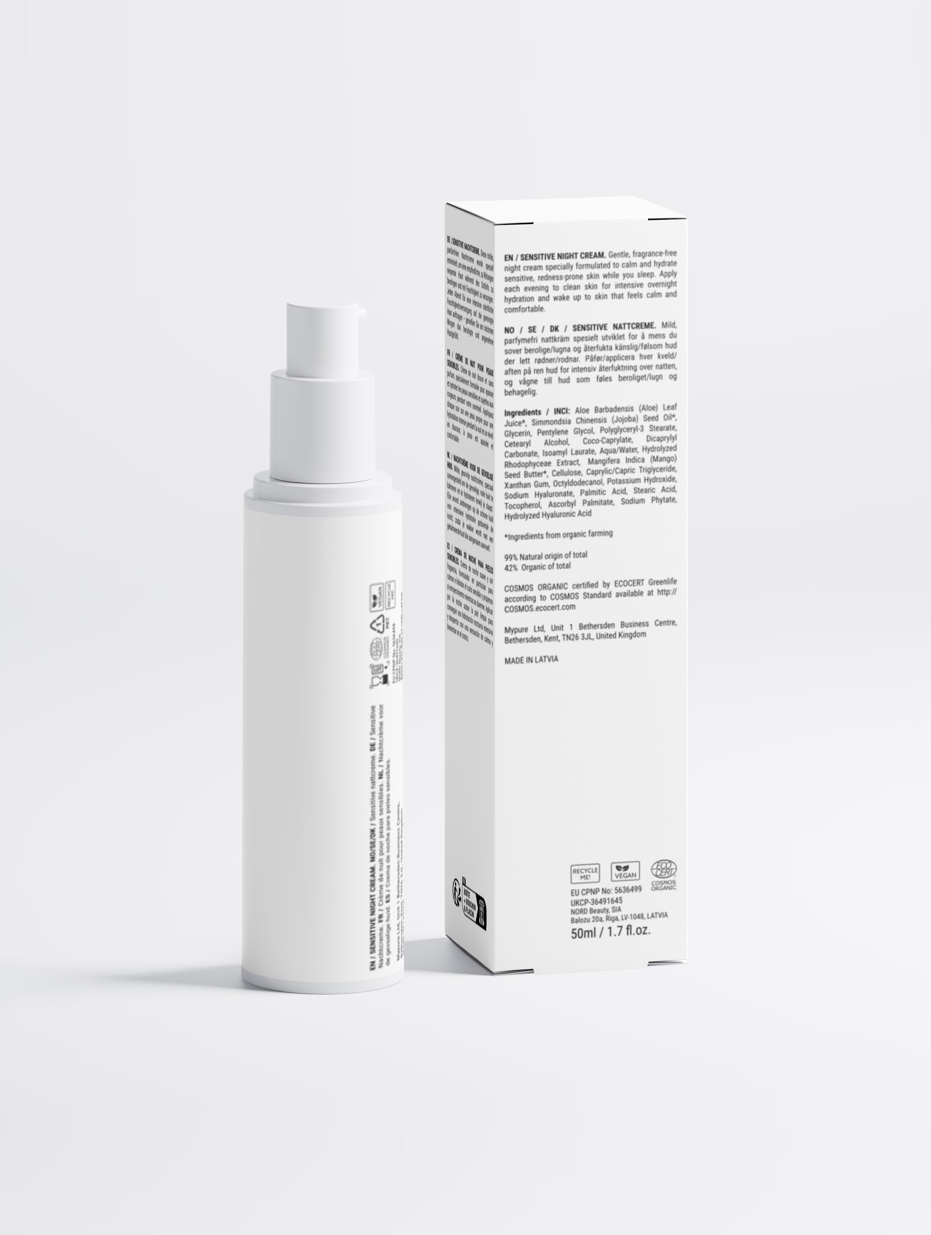 Crème Nuit Apaisante Sans Parfum — Peaux Sensibles 50 ml